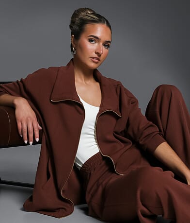 Buckle Black Ribbed Jacket front view