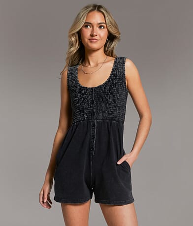 BKE Washed Knit Romper front view