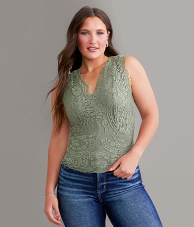 BKEssentials Lace Tank Top front view