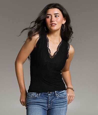 BKE core Lace Tank Top front view