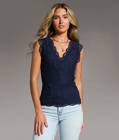 BKE core Lace Tank Top front view