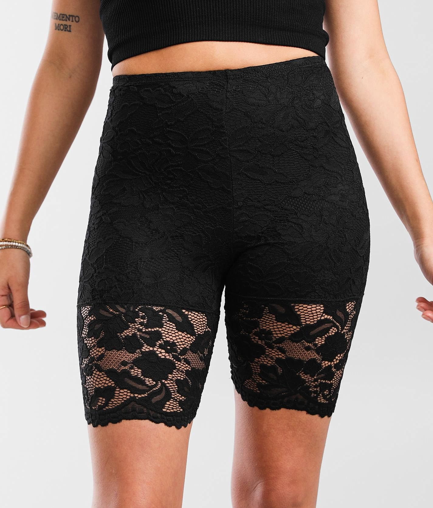 Lace Race High-Waist Bike Short in Black