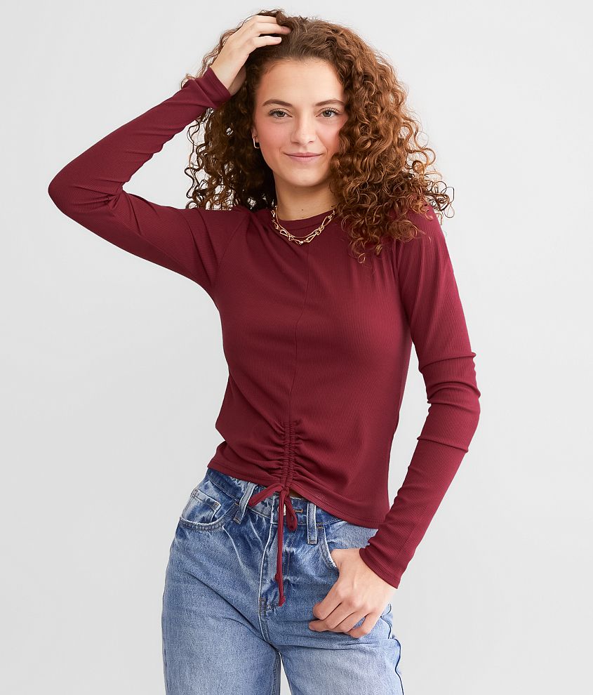 FITZ + EDDI Ribbed Top - Women's Shirts/Blouses in Burgundy