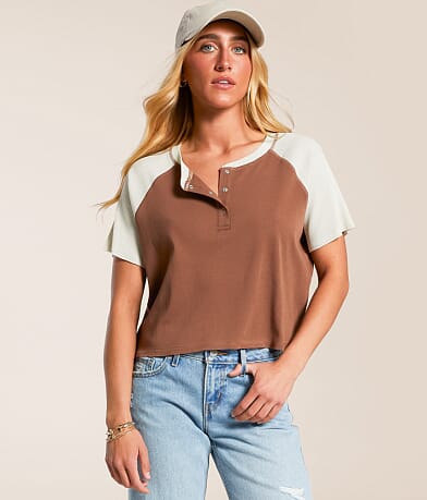 FITZ + EDDI Ribbed Color Block Henley front view