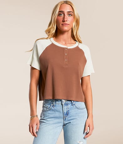 FITZ + EDDI Ribbed Color Block Henley full right side view