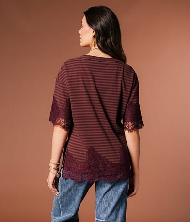 Striped Lace Trim Top thumbnail 4