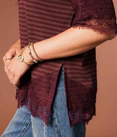 Striped Lace Trim Top thumbnail 5