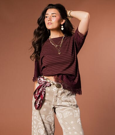 Striped Lace Trim Top thumbnail 2