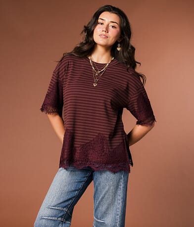 Striped Lace Trim Top thumbnail 3