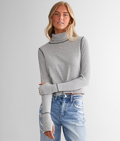 Gilded Intent Turtleneck Cropped Top full right side view