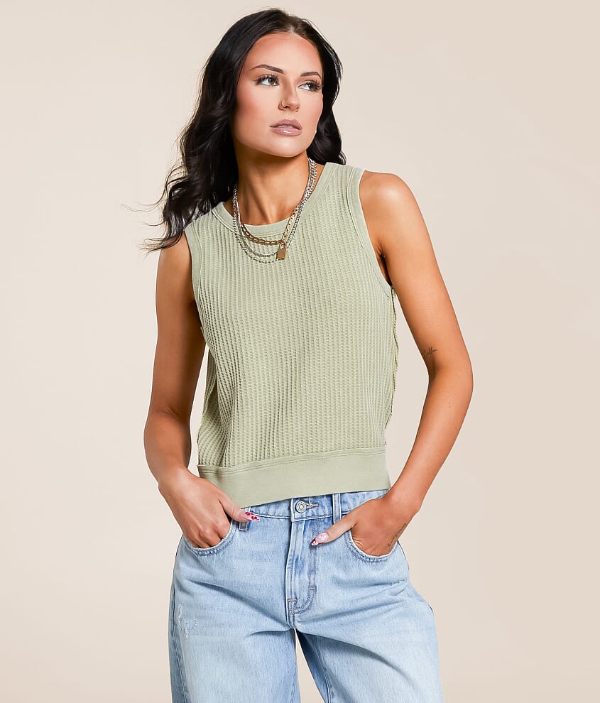 Washed Waffle Tank Top