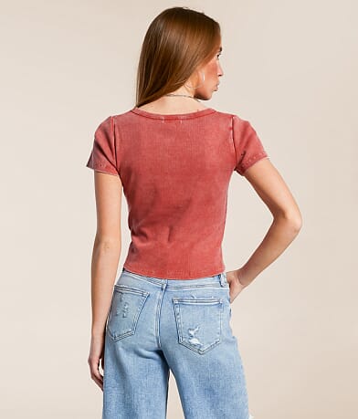Gilded Intent Washed Asymmetrical Top BACK