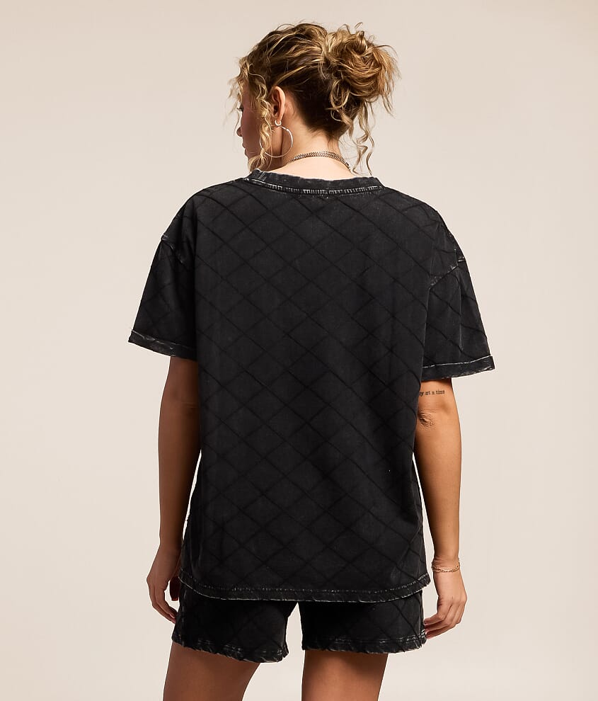 Oversized Embroidery Quilted T-Shirt
