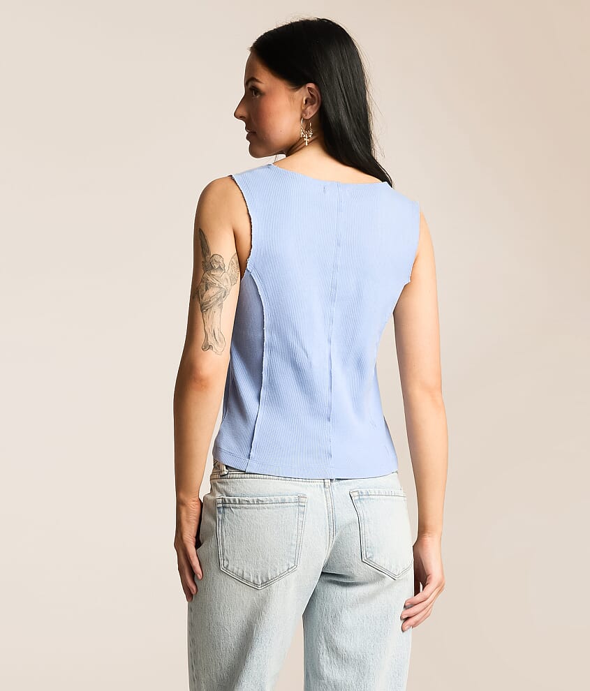 Raw Edge Washed Tank Top
