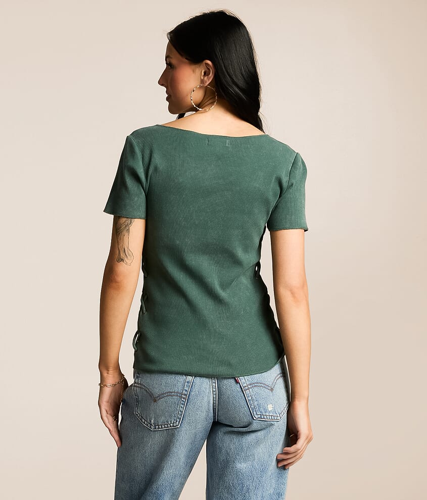 Washed Lace-Up Top - thumbnail 3