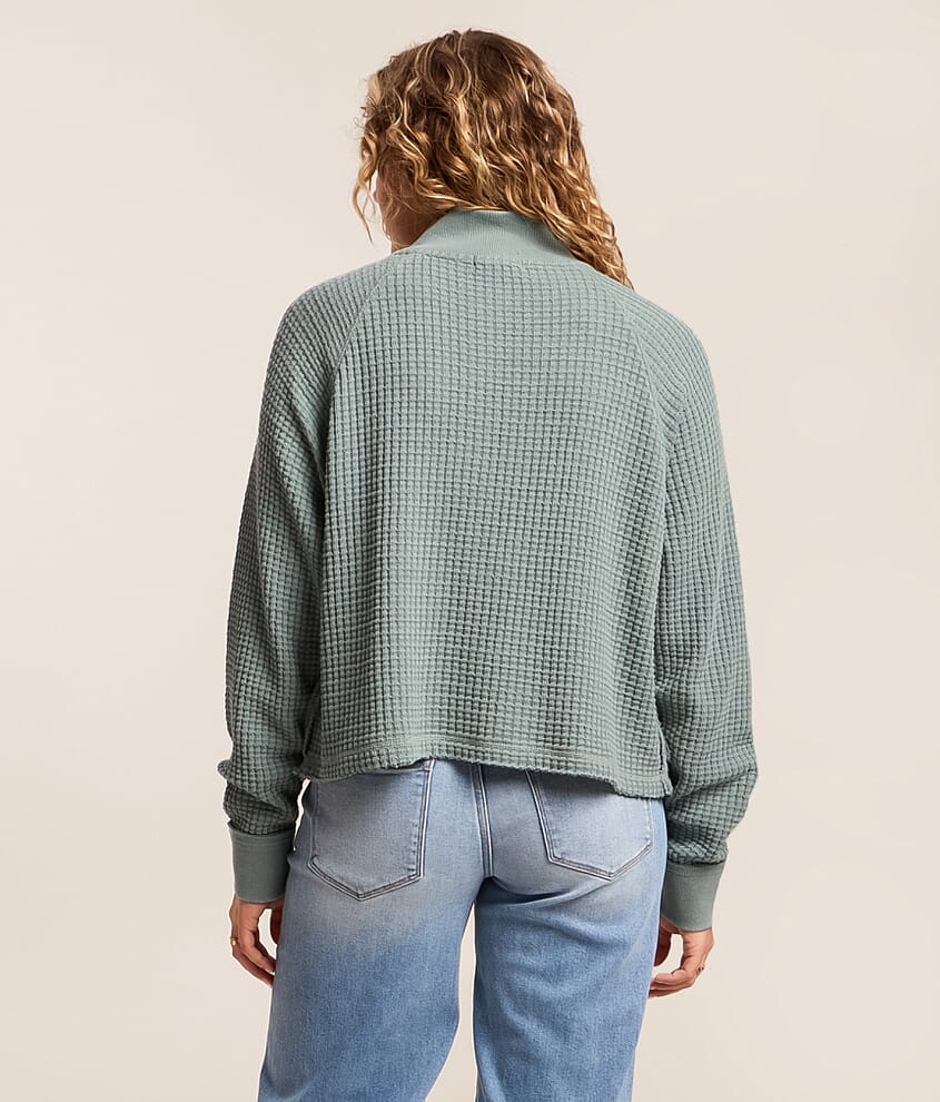 Waffle Knit Henley Pullover