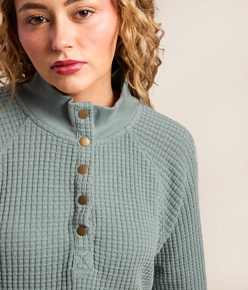 Waffle Knit Henley Pullover