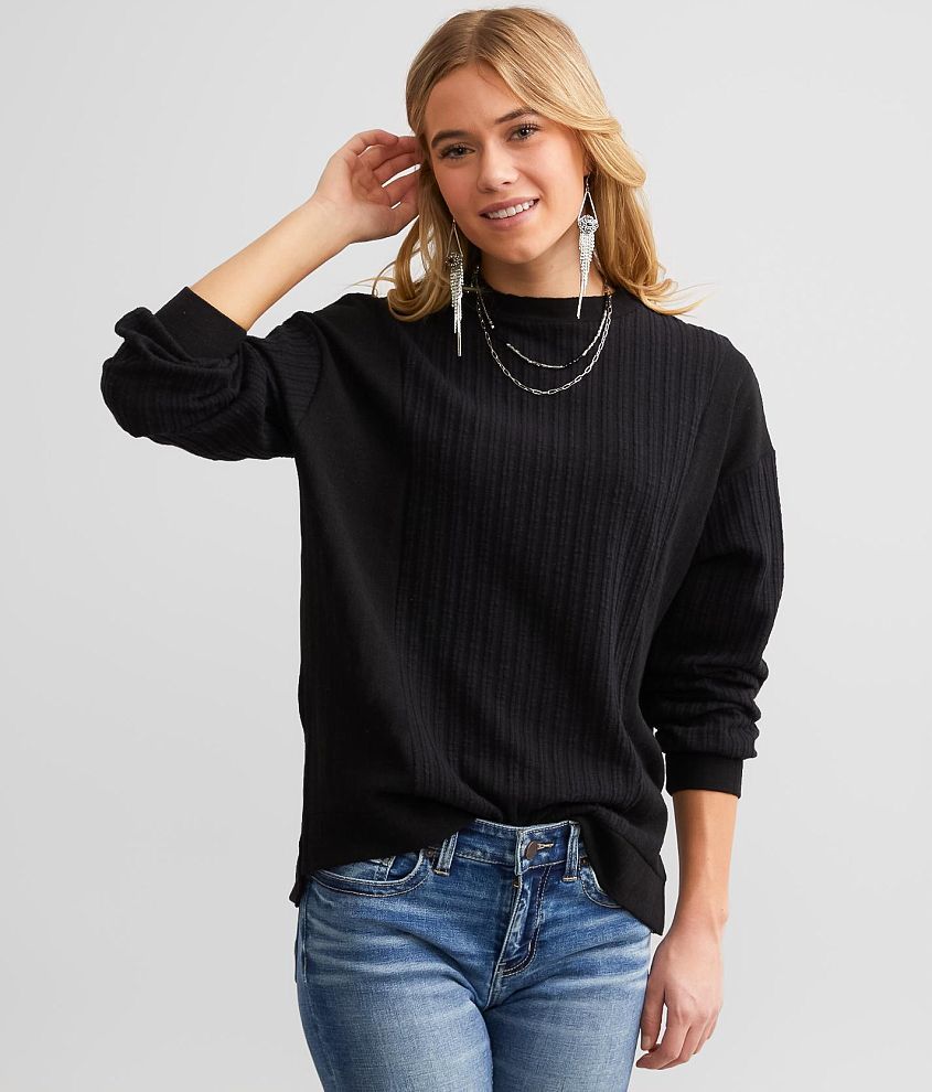 BKE Ribbed Knit Top front view
