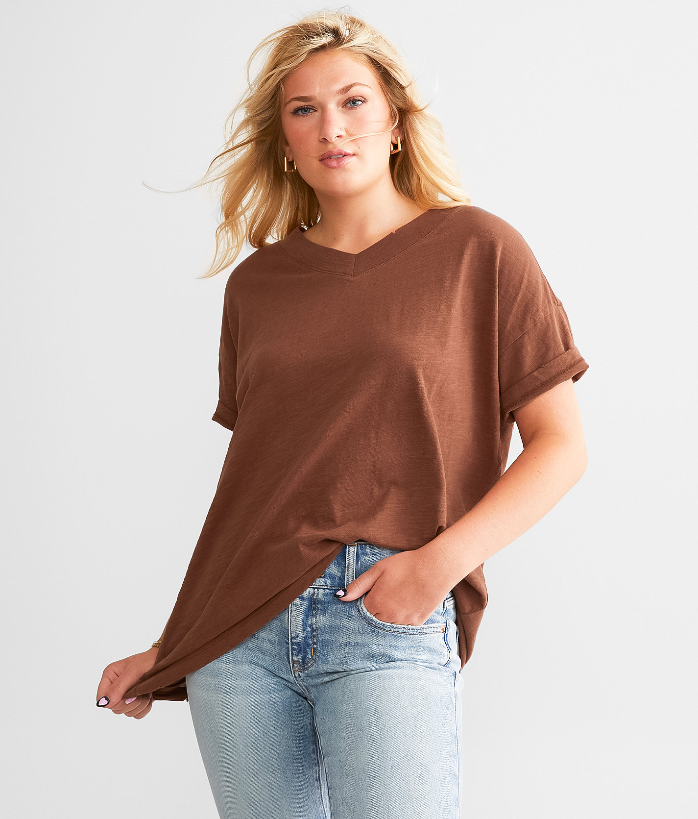 slub knit crew neck t shirt