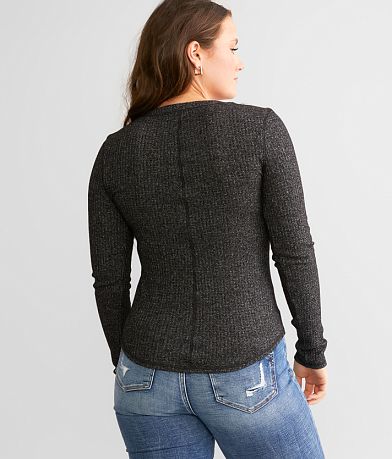 BKE Fitted Contrast Stitch Henley BACK