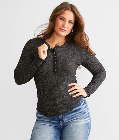BKE Fitted Contrast Stitch Henley FULL_LEFT_SIDE