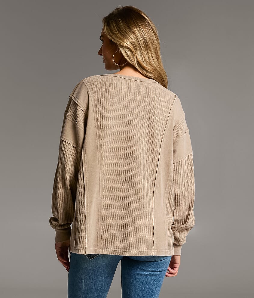 Waffle Knit Henley - thumbnail 6