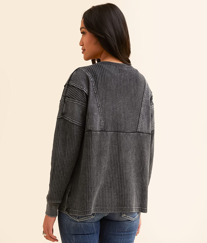 Waffle Knit Henley - thumbnail 3