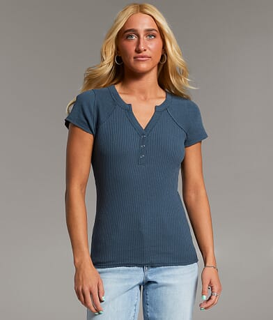 BKE Ribbed Henley full right side view