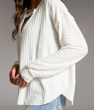 BKE Brushed Wide Rib Top - Women's Shirts & Blouses in White | Buckle