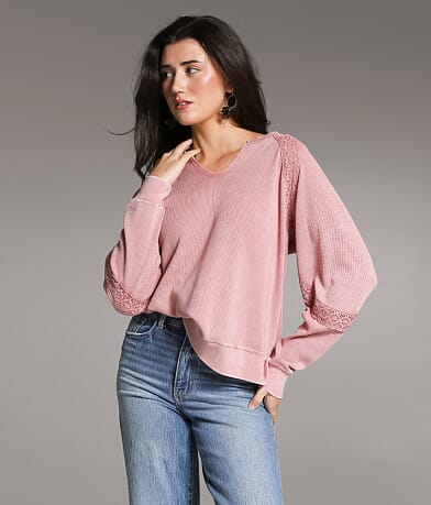 BKE Washed Crochet Thermal front view