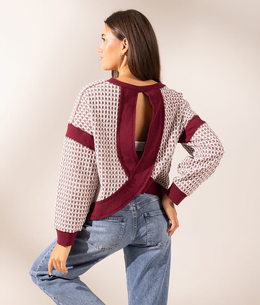 Boundless Edit - Textured Open Back Pullover