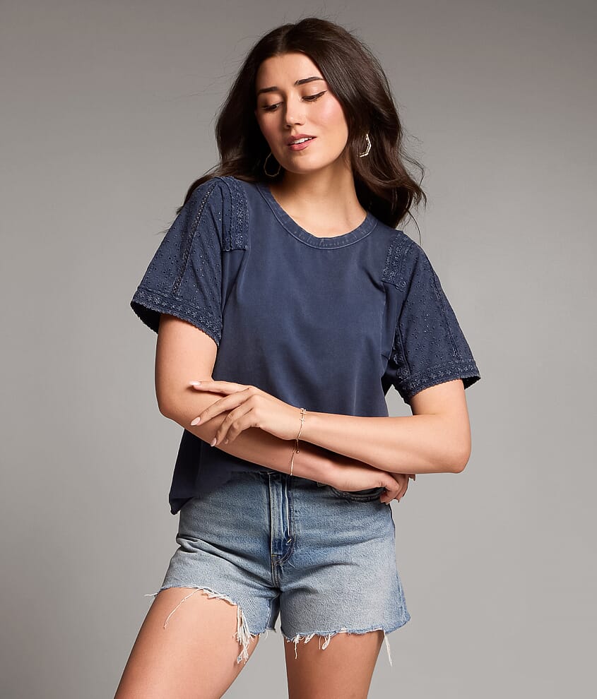Embroidered Eyelet Top