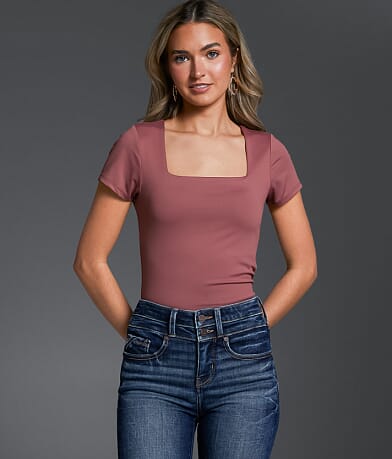 Buckle Black Shaping & Smoothing Square Neck Top front view