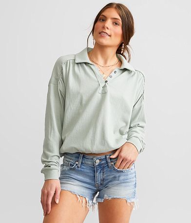 BKE Collared Henley full left side view