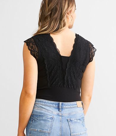 red by BKE Lace Bodysuit back view
