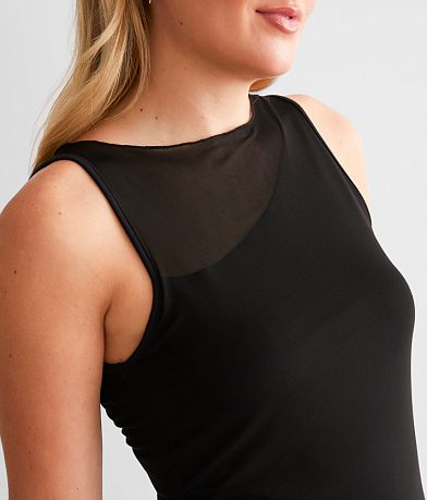 red by BKE Mesh Overlay Tank Top misc detail 1 view