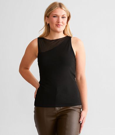 red by BKE Mesh Overlay Tank Top full right side view