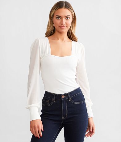 red by BKE Sweetheart Fitted Top front view