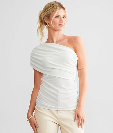 red by BKE Asymmetrical One Shoulder Top FULL_RIGHT_SIDE