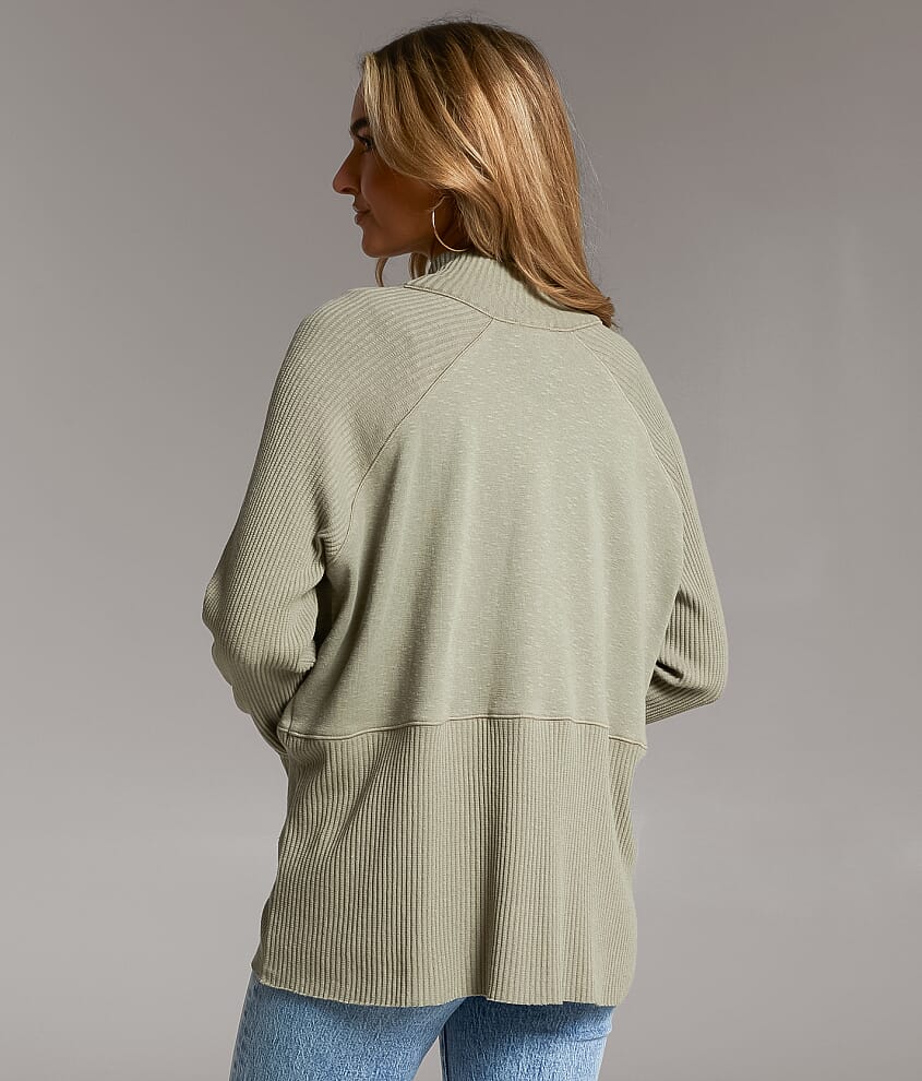 Ribbed Mock Neck Cardigan - thumbnail 3