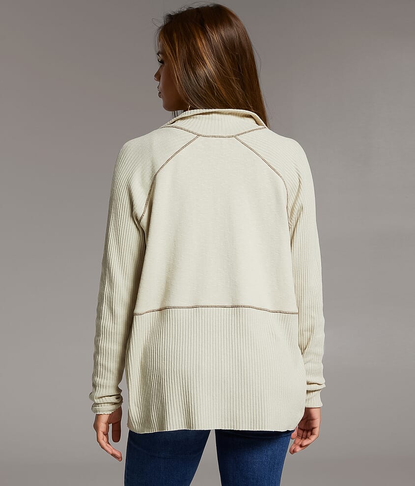 Ribbed Mock Neck Cardigan - thumbnail 3