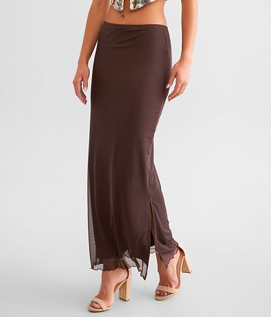Willow & Root Mesh Maxi Skirt front view
