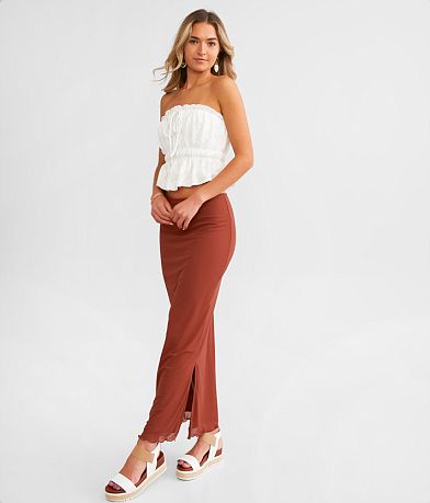Willow & Root Mesh Maxi Skirt front view