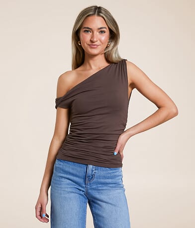 Willow &amp; Root Twisted Off The Shoulder Tank Top full right side view