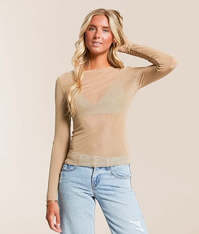 Willow & Root Studded Mesh Top front view