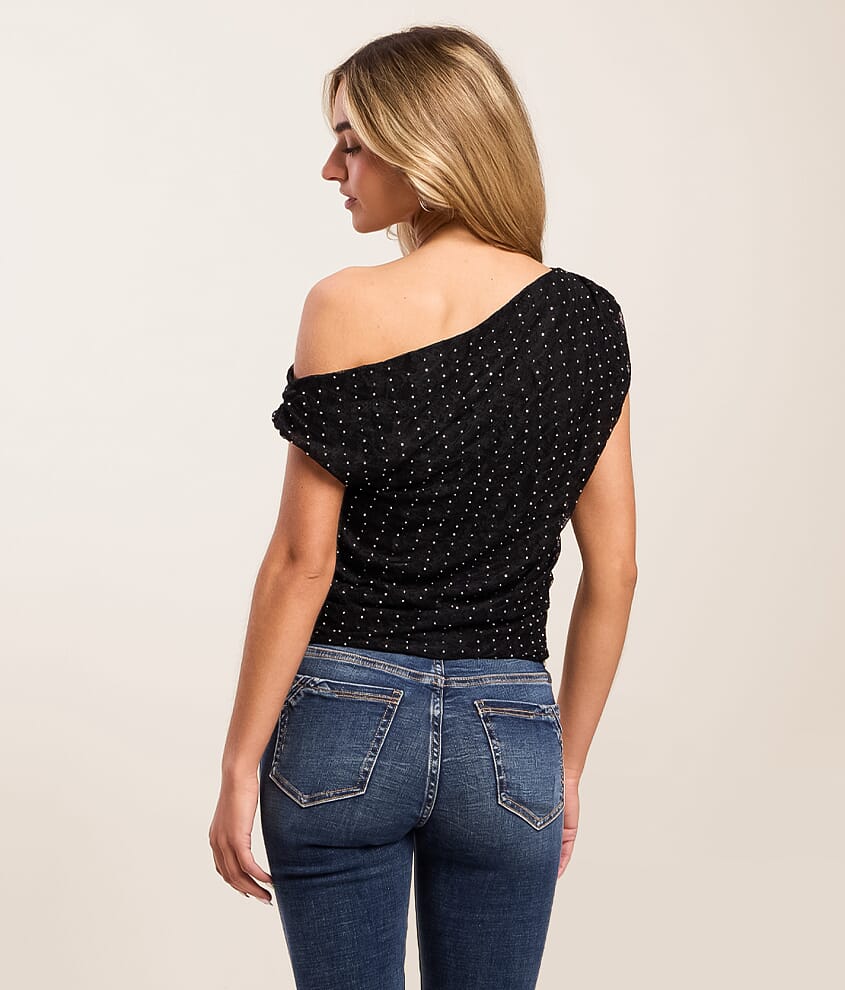 Off The Shoulder Rhinestone Top