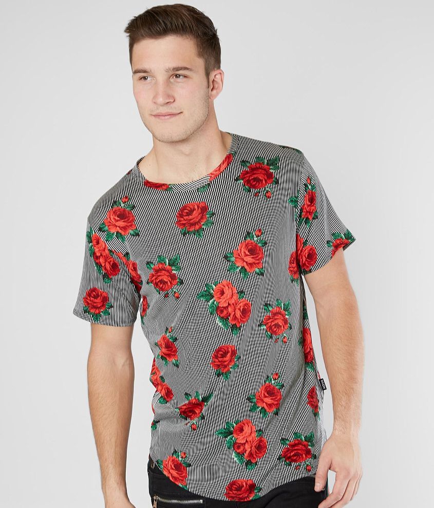 Image of Nova Industries Striped Floral Long Body T-Shirt