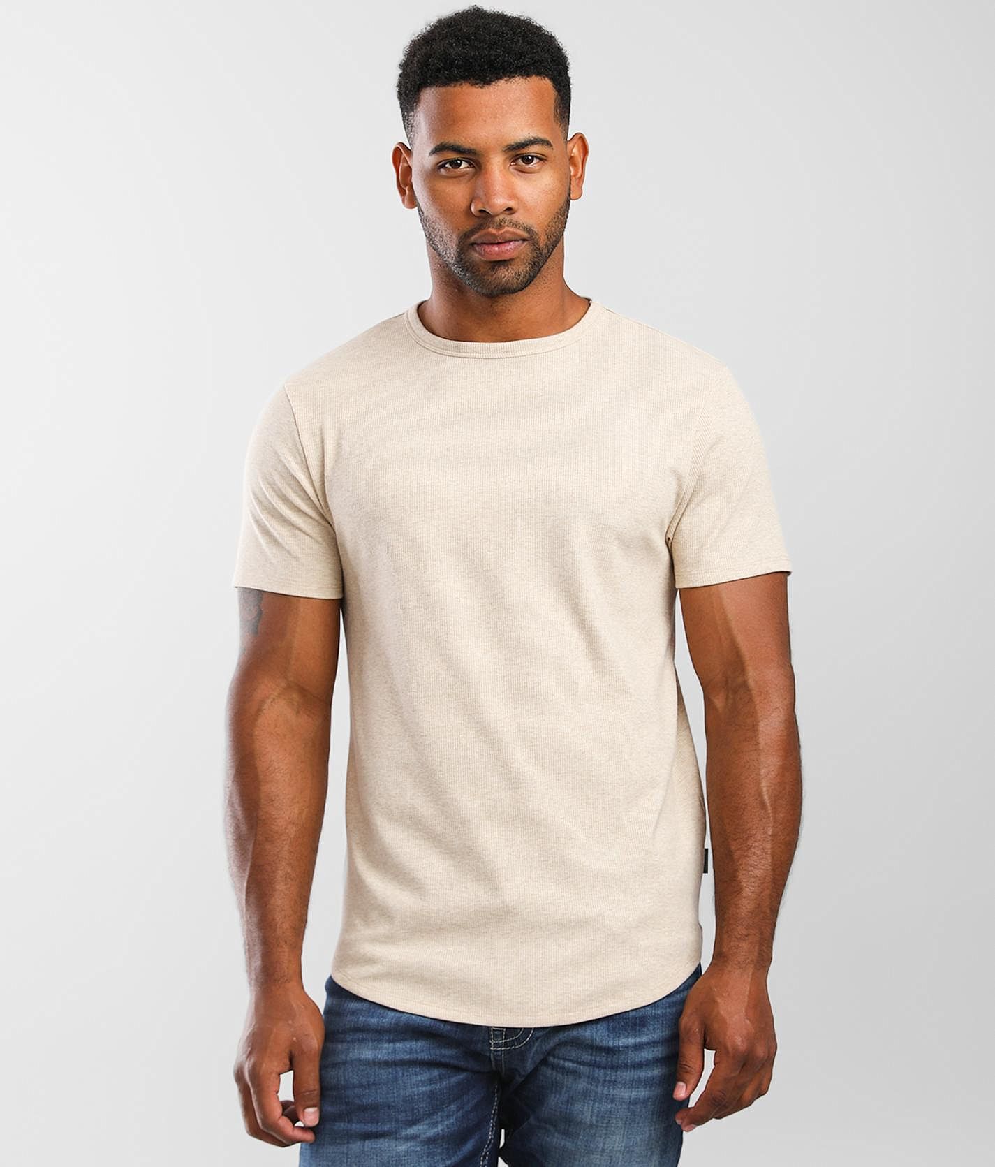 Rib Knit Crew Neck Tee