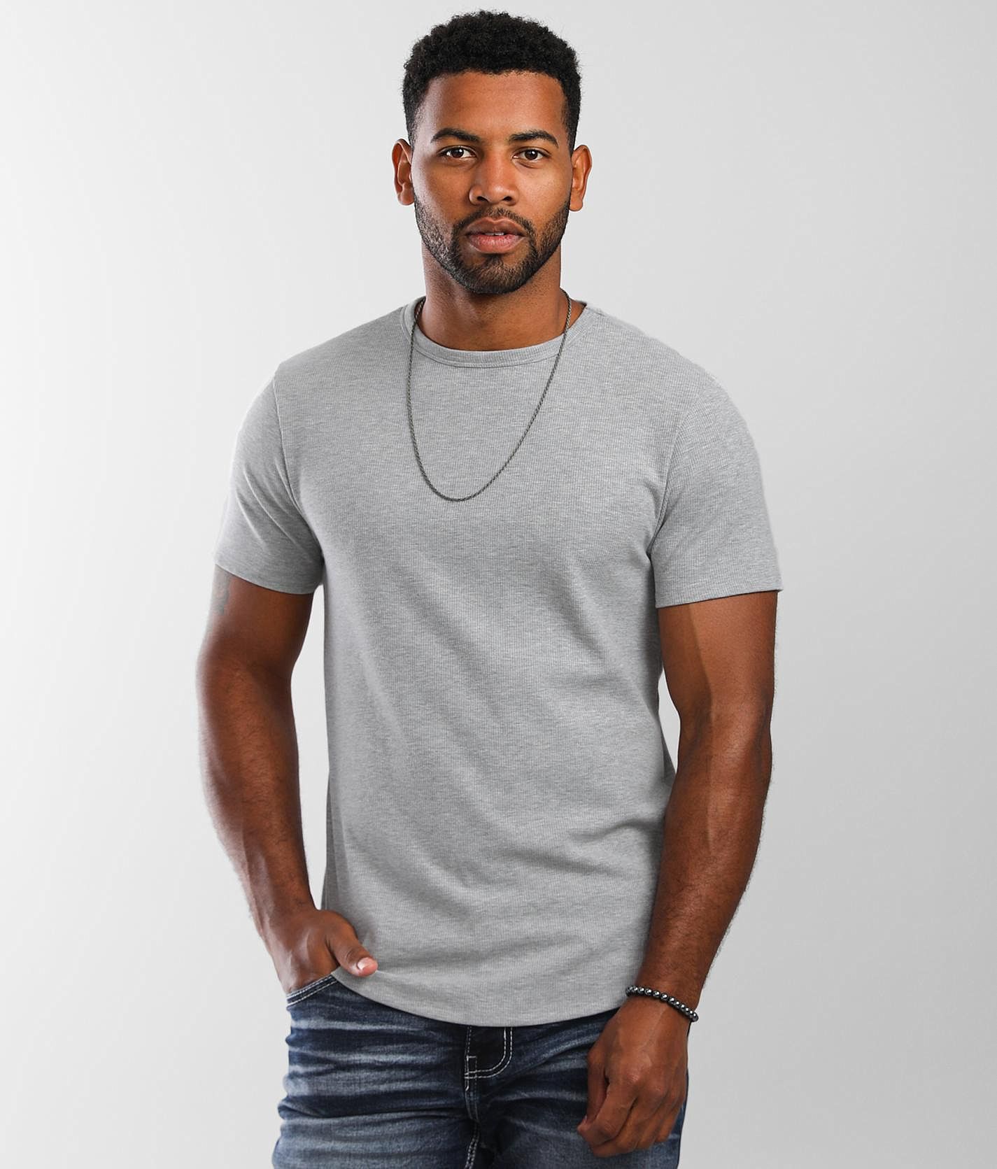 【新品】argue　RANDOM RIB KNIT T-SHIRTS Ribbed T Shirt - Over the Top