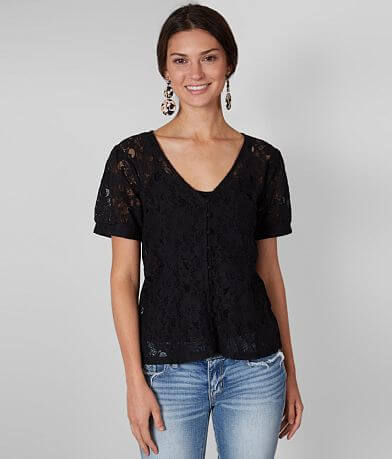 Buckle Black Lace Blouse full right side view
